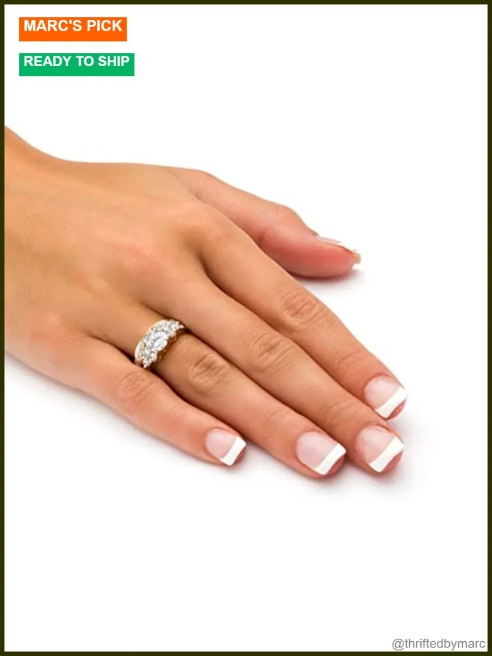 18K Yellow Gold Plated Round Cubic Zirconia Bridal Ring Set Size 9